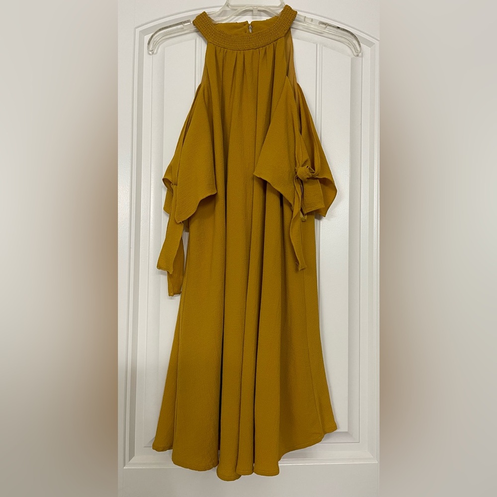 Elegant Mustard Off-Shoulder Dress size S
